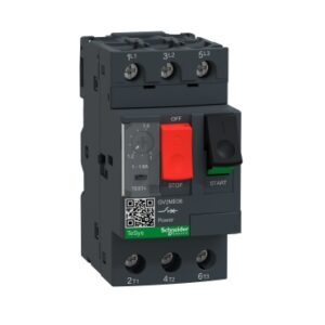 מתנע טרמו מגנטי 1-1.6A מסדרת GV2ME כושר ניתוק סטנדרטי - הפעלה ע"י לחצנים - עבור מנועים תלת-פאזיים - 0.75 kW - כושר ניתוק 100kA
