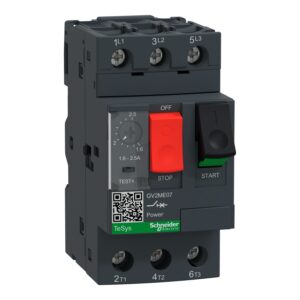 מתנע טרמו מגנטי 1.6-2.5A מסדרת GV2ME כושר ניתוק סטנדרטי - הפעלה ע"י לחצנים - עבור מנועים תלת-פאזיים - 1.5 kW - כושר ניתוק 100kA