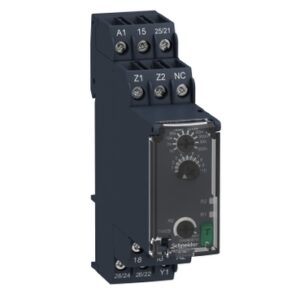 טיימר On-Delay - מתח הפעלה 24-240 VAC/VDC -פונקציות A -Aw - תחום השהייה 0.1s-300h - שתי יציאות ממסר 2C/O - רוחב 22.5 מ"מ
